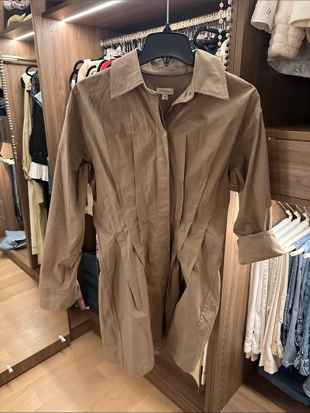 Pilcro Lightweight Tan Trench mini dress